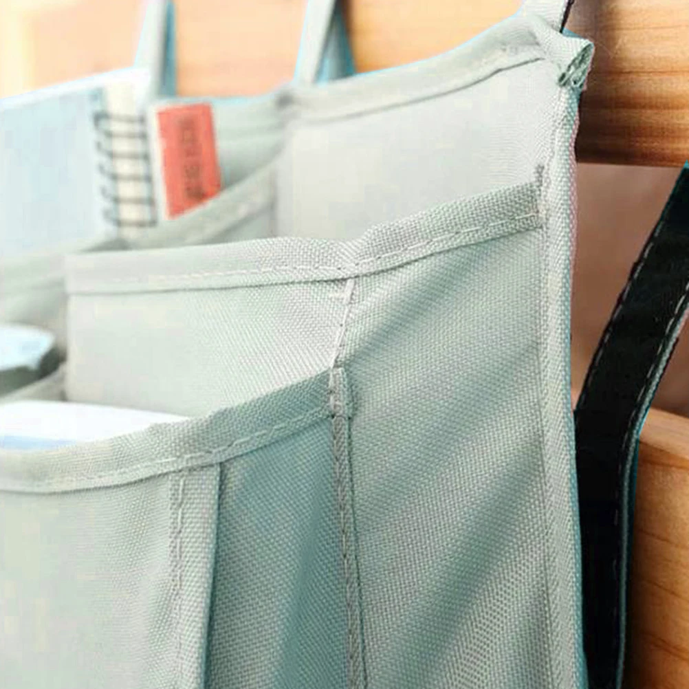 

600D Waterproof Oxford Fabric Bedside Storage Bag Hanging Organizer For Dorm Bed Car Large Capacity Multi Pocket Silver Grey
