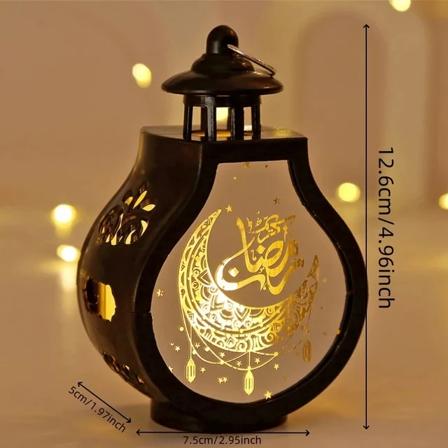 Ramadan LED Kerzen Deko – 4 Stück Flammenlos, Mit Stern & Mond Motiv, Batteriebetrieben (LR44), 5,1 Cm Durchmesser, Weiß & Schwarz, Für Eid & Islamische Feste