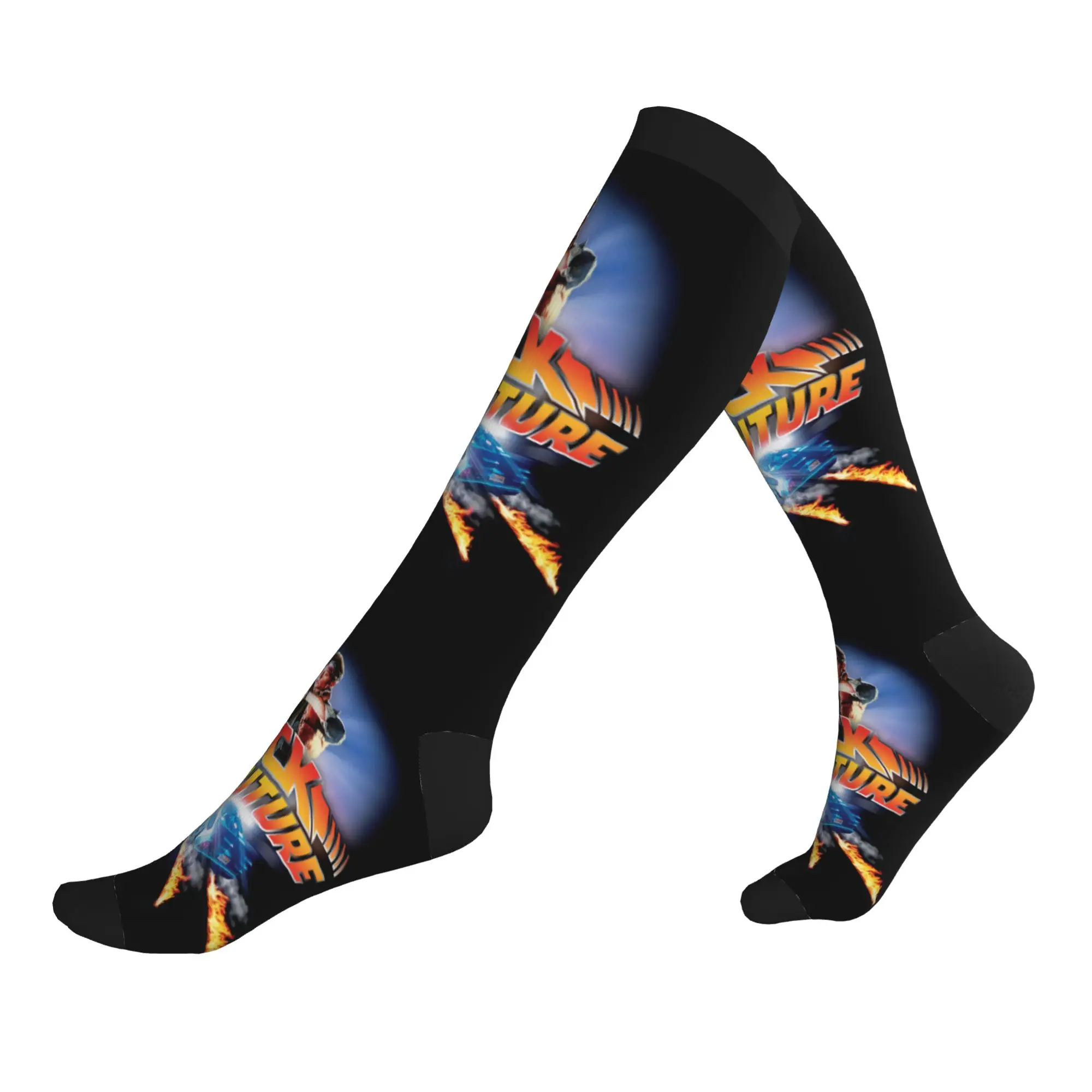 Calcetines divertidos con estampado de Regreso al futuro, calcetines elásticos para verano, otoño e invierno, ciencia ficción, comedia, película de televisión, calcetines deportivos de compresión