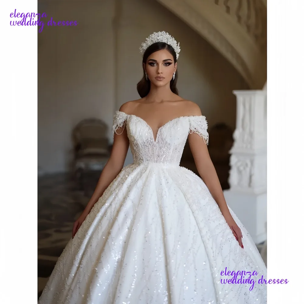 فستان زفاف دانتيل ساحر مخصص مثير عاري الكتفين فستان زفاف رقبة مستديرة مطرز فستان رسمي Vestidos De Novia 2025