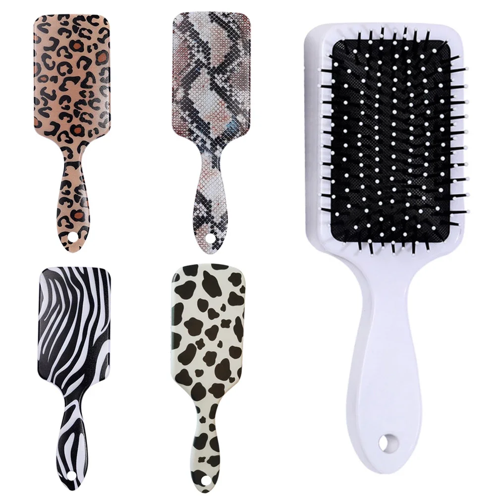 

Hair Brush 3D Massage Scalp Comb Leopard Snake Zebra Milk Cow Print Salon Hairdressing Brush Paddle Curly Straight Cushion Comb