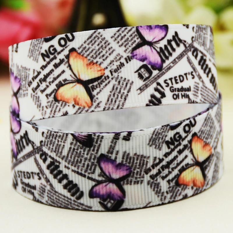 22mm 25mm 38mm 75mm butterfly cartoon printed Grosgrain Ribbon party decoration 10 Yards satin ribbons