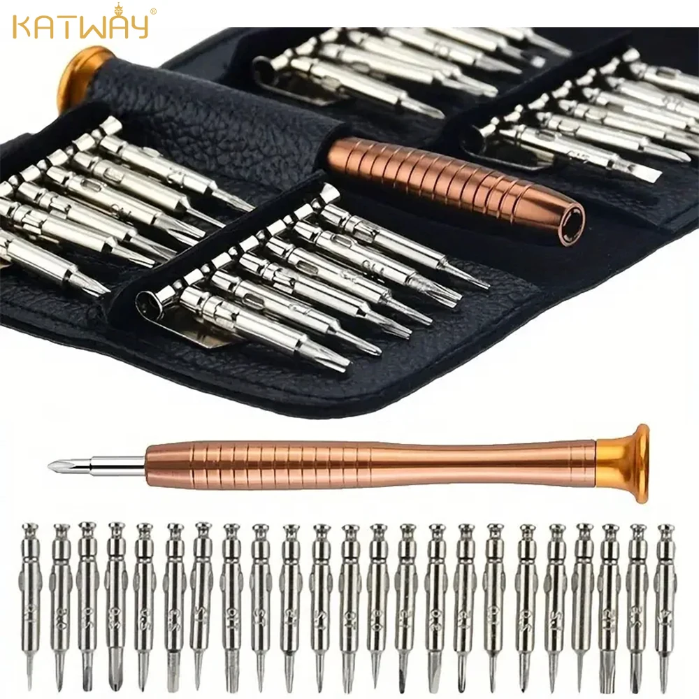 KATWAY 25 in 1 Precision Screwdriver Repair Tool Kit, Small Screwdrivers Set with Star, Y-type, Flat-blade, 1 Set HH-AA31