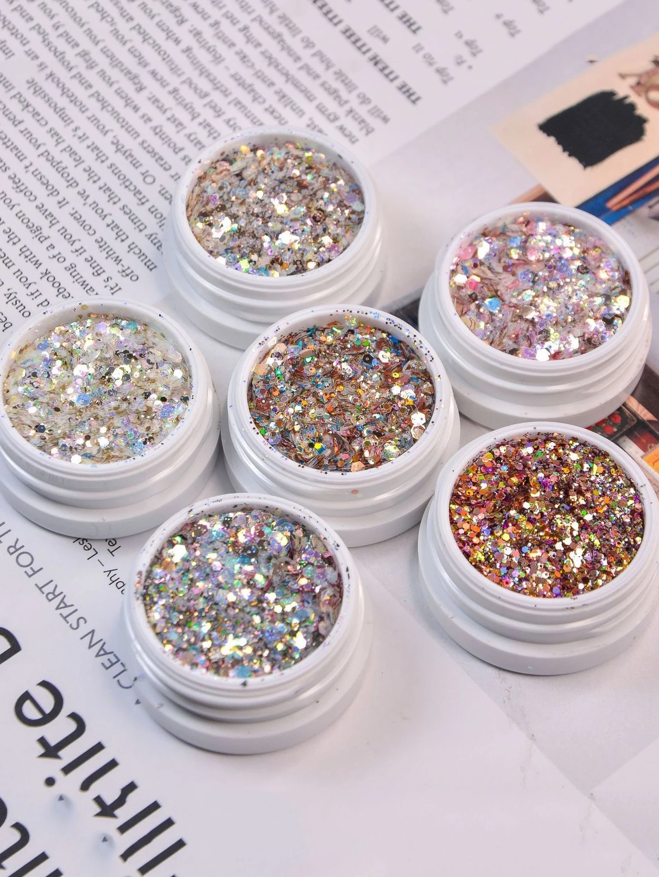 Champagne Glitter, Large Glitter Holographic Glitter Nail Art Korean Irregular Mixed Hexagonal Mixed Sequins Nail Decoration