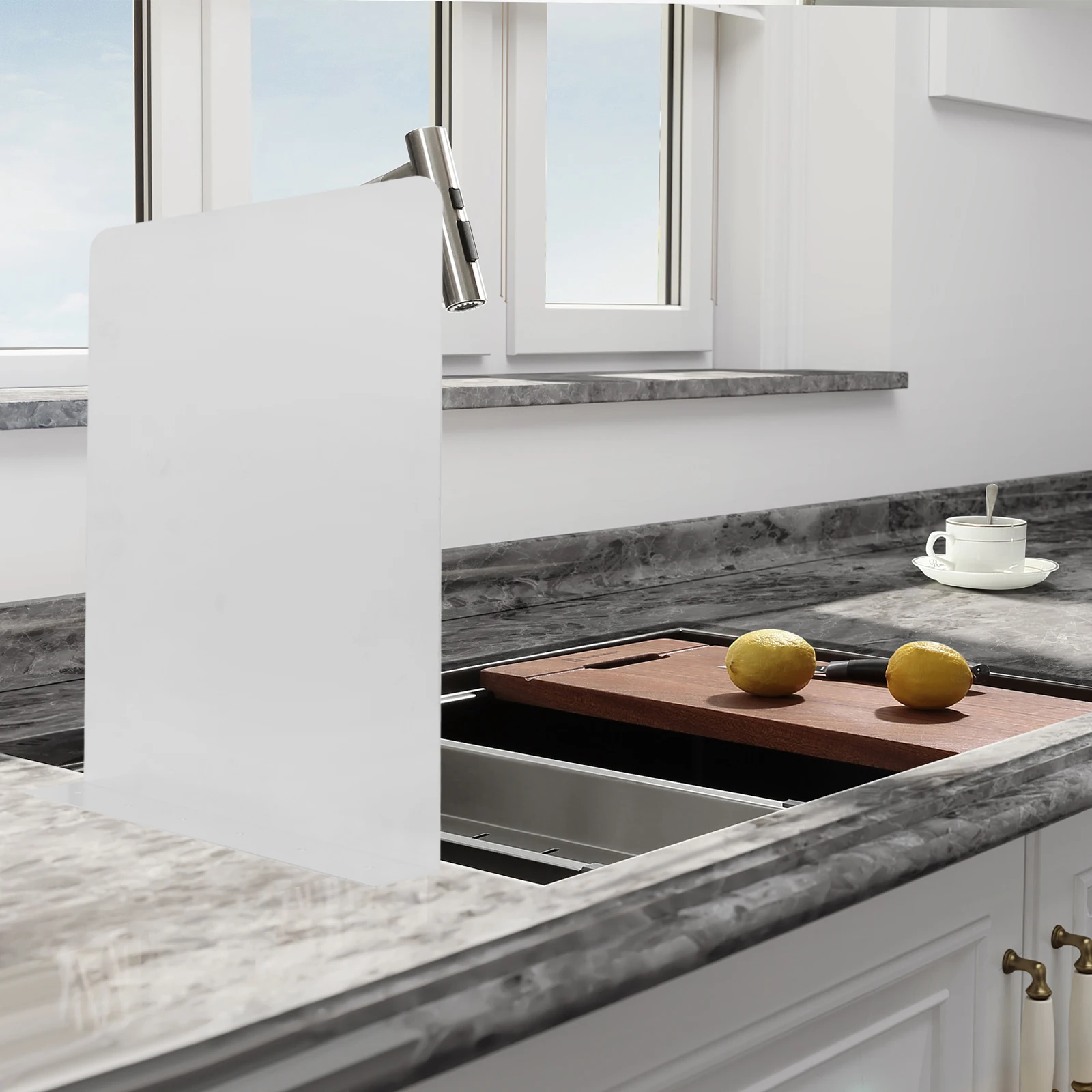 

2 Pcs Splash Guard Sink Pool Kitchen Shield Large Guards Stainless Steel Oil Splatter