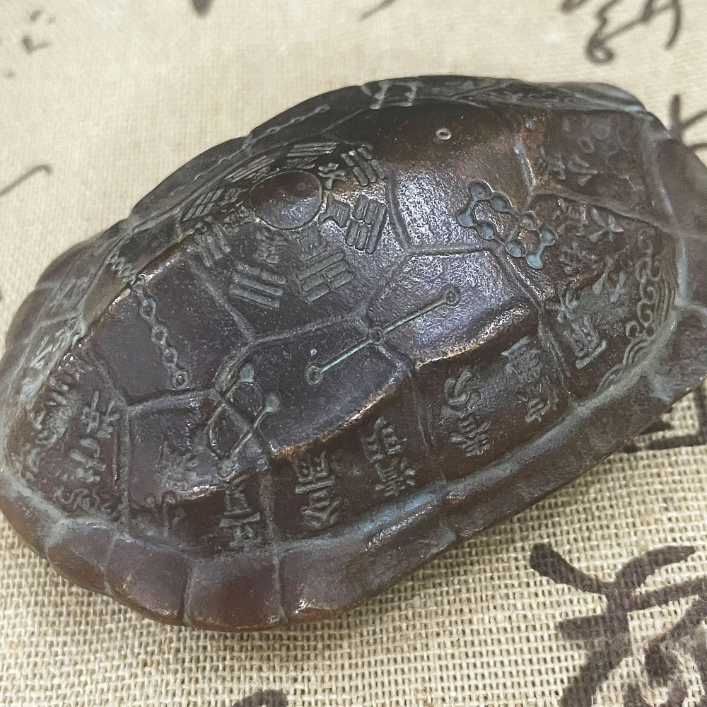 Antique Taiji Bagua Turtle Shell Alloy Turtle Ornament Amulet Divination Craft Collectible Desktop Decoration Gift