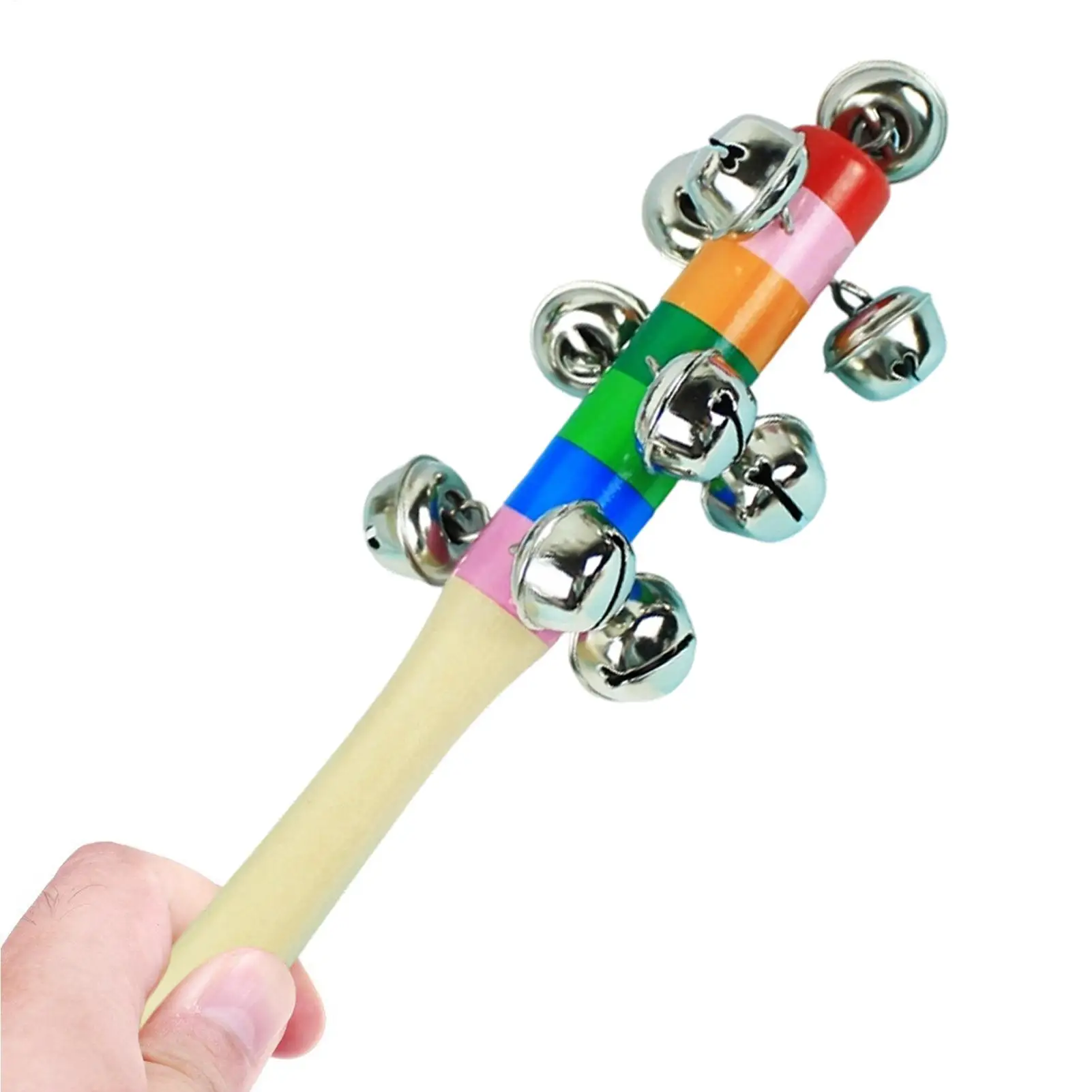 カラフルなレインボーハンドヘルドベルスティック木製楽器ディスカッション音楽玩具幼児向けゲームギフト
