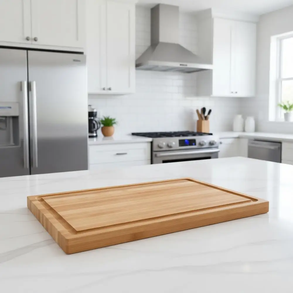 

Large 18 x 12 Maple Hardwood Chopping Board with Deep Juice Groove and Easy-Carry Grip