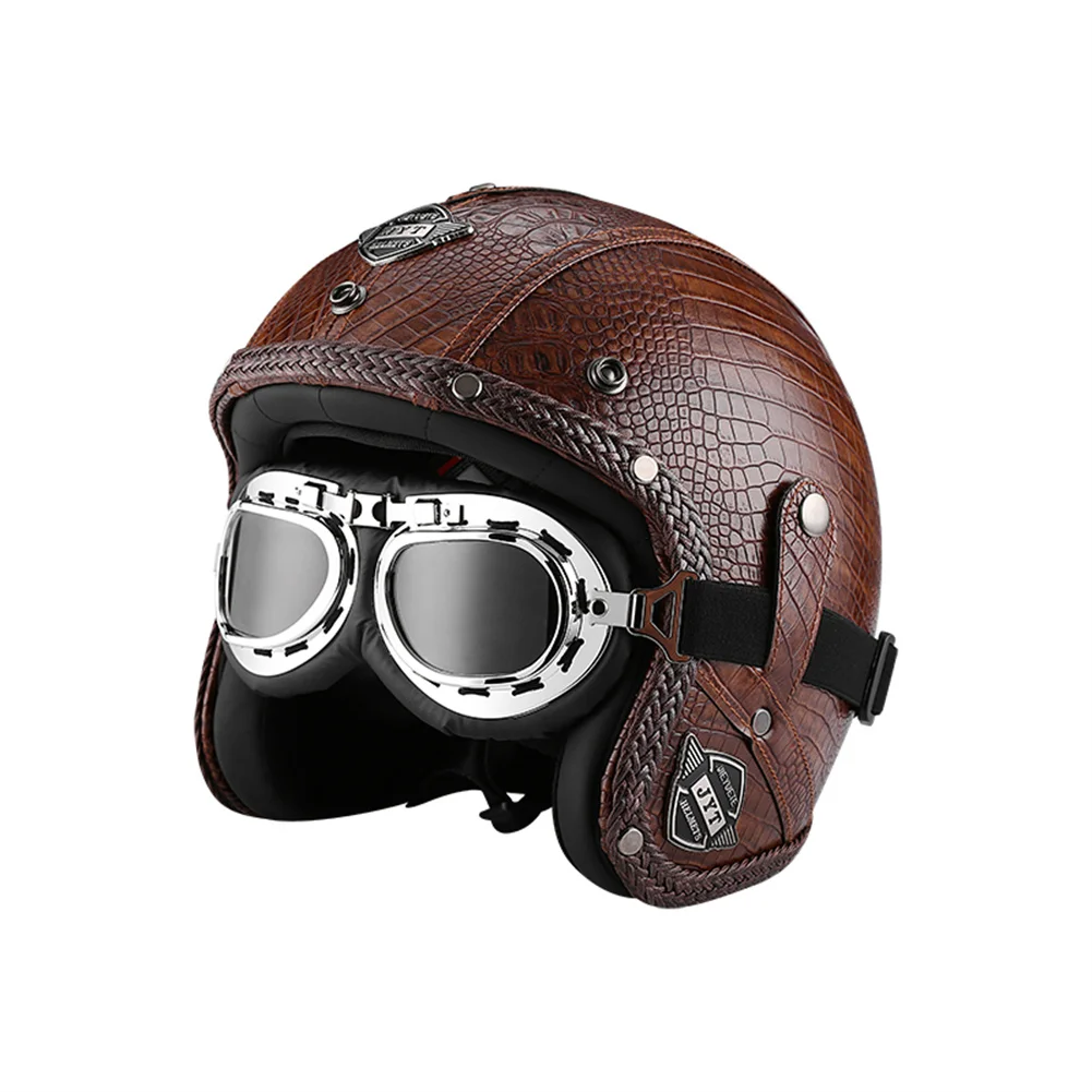 2022 neue jyt pu leder vintage männer frauen offenes gesicht motorrad helm deutsch wwen retro roller fahrer jet casque moto casco