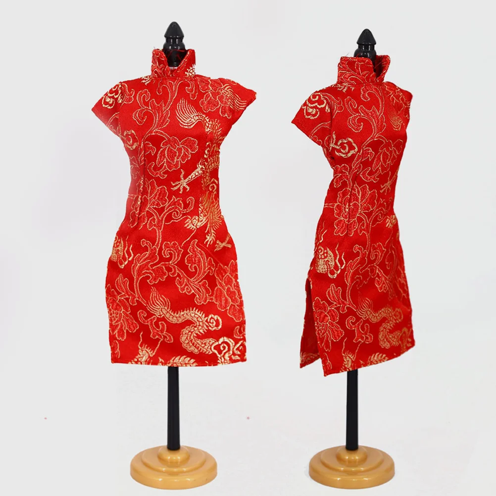 Cheongsam Mini Chinesisches Hochzeitskleid 3-teiliges Kleidung Qipao Kostüm Chinesisches Kleid