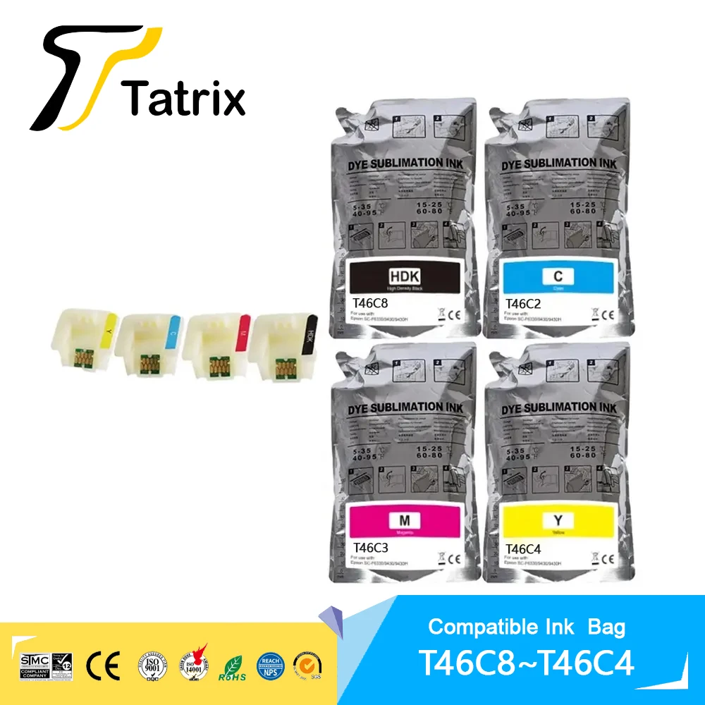 Tatrix 1100ML Sublimation Bag For EPSON T46C8 T46C2 T46C3 T46C4 Ink Bag For EPSON F6370 F9470 F9470H SC-F6370 SC-F9470 SC-F9470H