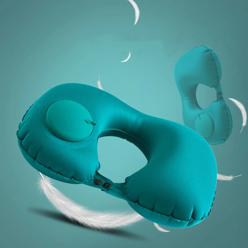 U-Shaped Inflatable Travel Pillow Portable Air Neck Support Cushion Comfortable Sleeping Press to inflate pillow