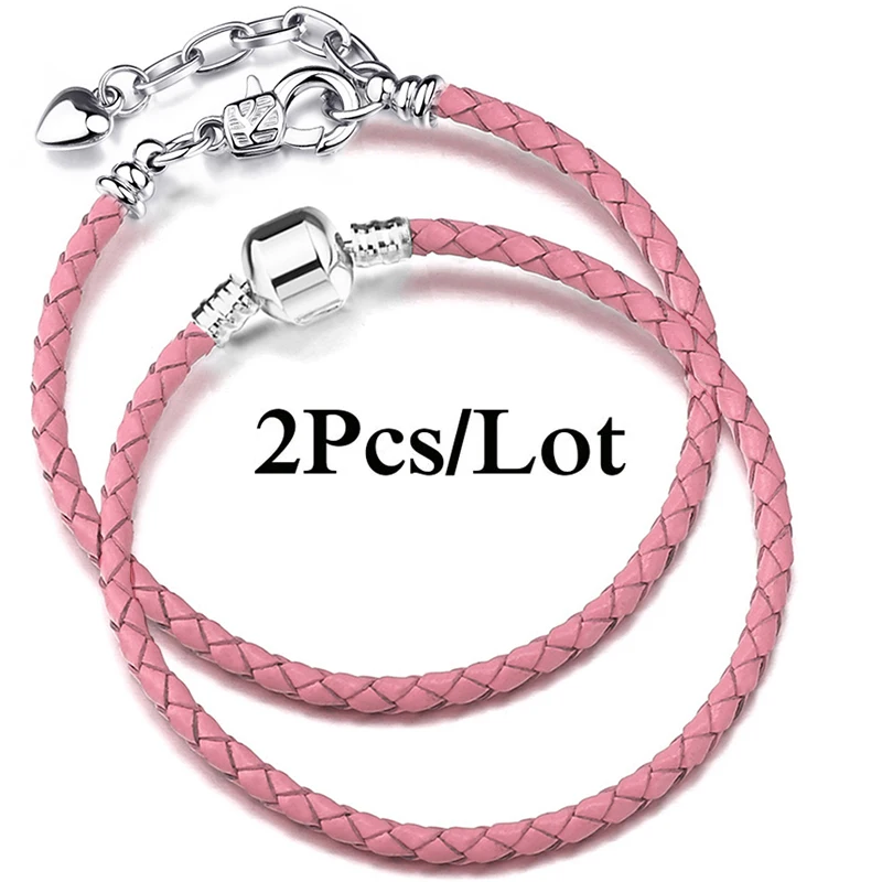 2Pcs/lot 2021 Newset PU Leather Chain Bracelets Fit Original DIY Beads Charm Bracelet For Women Jewelry Making Gift Dropshipping