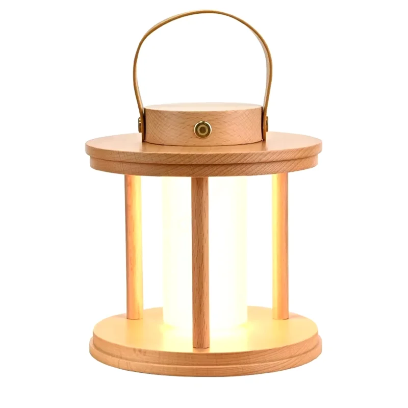 

【Berserkk】LED Solid Wood Lantern Nightlight Camping Atmosphere Lamp Portable Andeco-Friendly