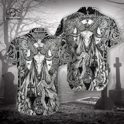 Halloween Reaper Ghost Gothic Skull Tattoo Retro Vintage New Fashion 3DPrint Summer Casual Funny Collar Shirts Short Sleeves X1