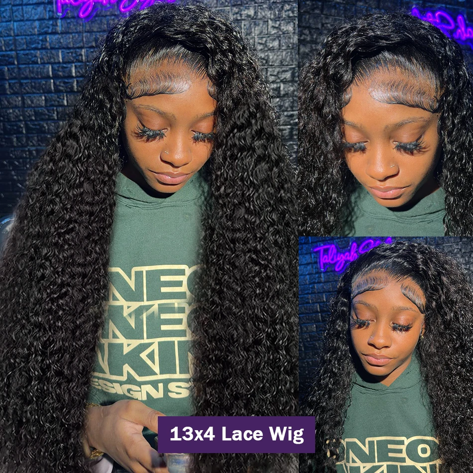 Wiggogo 250 Density 13x4 13X6 Hd Lace Frontal Wig 30 Inch Curly Lace Front Human Hair Wig Water Deep Wave Frontal Wig