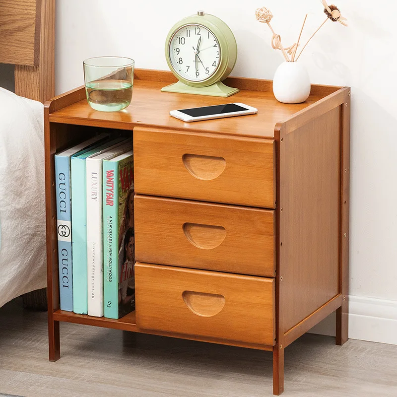 Simple solid wood bedside table, multi-layer drawer small cabinet, light luxury storage cabinet, simple bedside storage cabinet