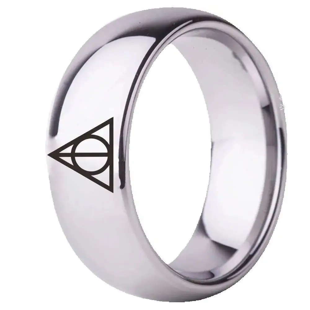 Bezpłatny statek biżuteria ze stali nierdzewnej film Harry Potter pierścionek z reliktami śmierci moda obrócony trójkątny pierścionek dla kobiet mężczyzn biżuteria — zdjęcie 5