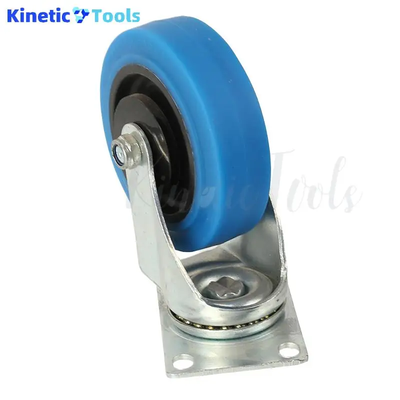 4 عجلات من الفولاذ المقاوم للصدأ متوسطة الحجم باللون الأزرق TPR بعمود مزدوج من المطاط عجلة صامتة عالمية لحركة أملس على الأسطح المختلفة #4