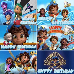 Pirate Santiago Theme Kids Birthday Party Baby Shower game Blue Sea Adventure Background Photography Kids Faovr Decoration Props