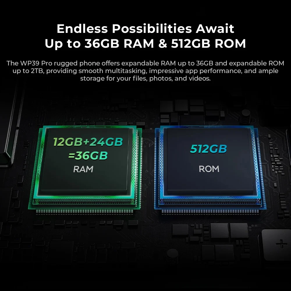 Oukitel WP39 PRO 5G Rugged Smartphone 11000mAh Battery 6.6 Inch 2.4K 12GB+512GB Mobile Phones 64MP Cell Phone Android 14 NFC