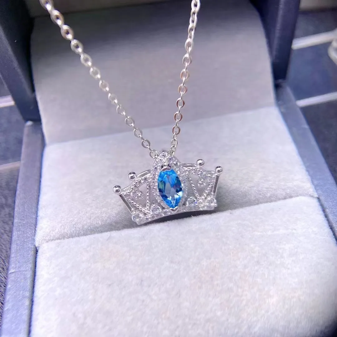 

S925 Topaz Crown Pendant - Premium Jewelry Gift