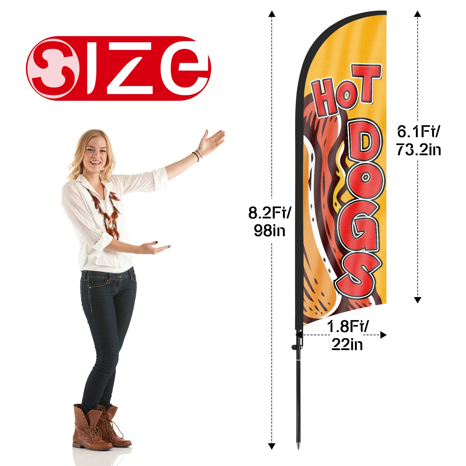 FSFLAG 1PCS 280CM The Hot Dogs2 Feather Flag with Flagpole Advertising Outdoor Banner Decoration for Business and Storefront