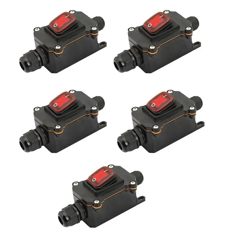 DT39 5PCS Waterproof Ship Type Switch 12V/24V 30A, IP65 Rain Proof Second Gear, for Electrical Room Ampere Box, Boat Marine