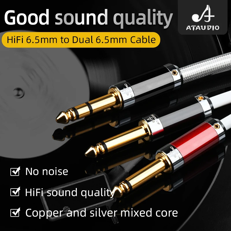 

Hifi Stereo 6.35mm to Dual 6.5mm Cable Hi-End 6.35mm to 2x 6.35mm Mono Plug Cable For Amplifier Mixer Microphone