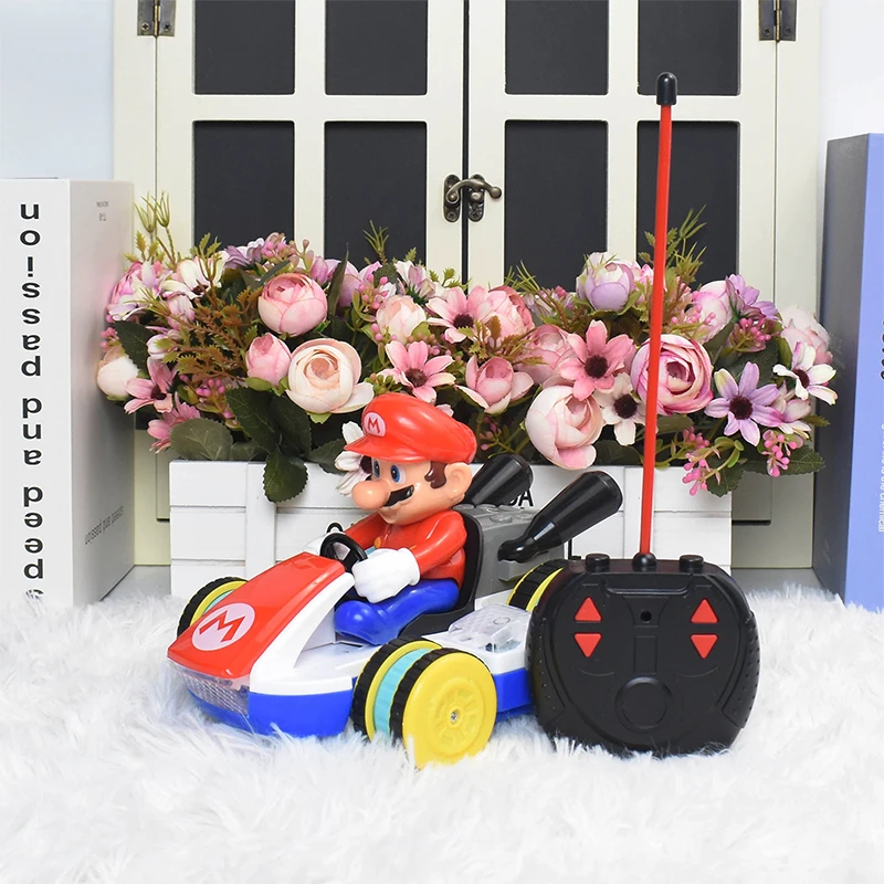 Super Mario Bros Cart Vehicle Figures Model Toy Mario Luigi Yoshi Toad Remote Control Car Figurine Gift for Kids Birthday Xmas