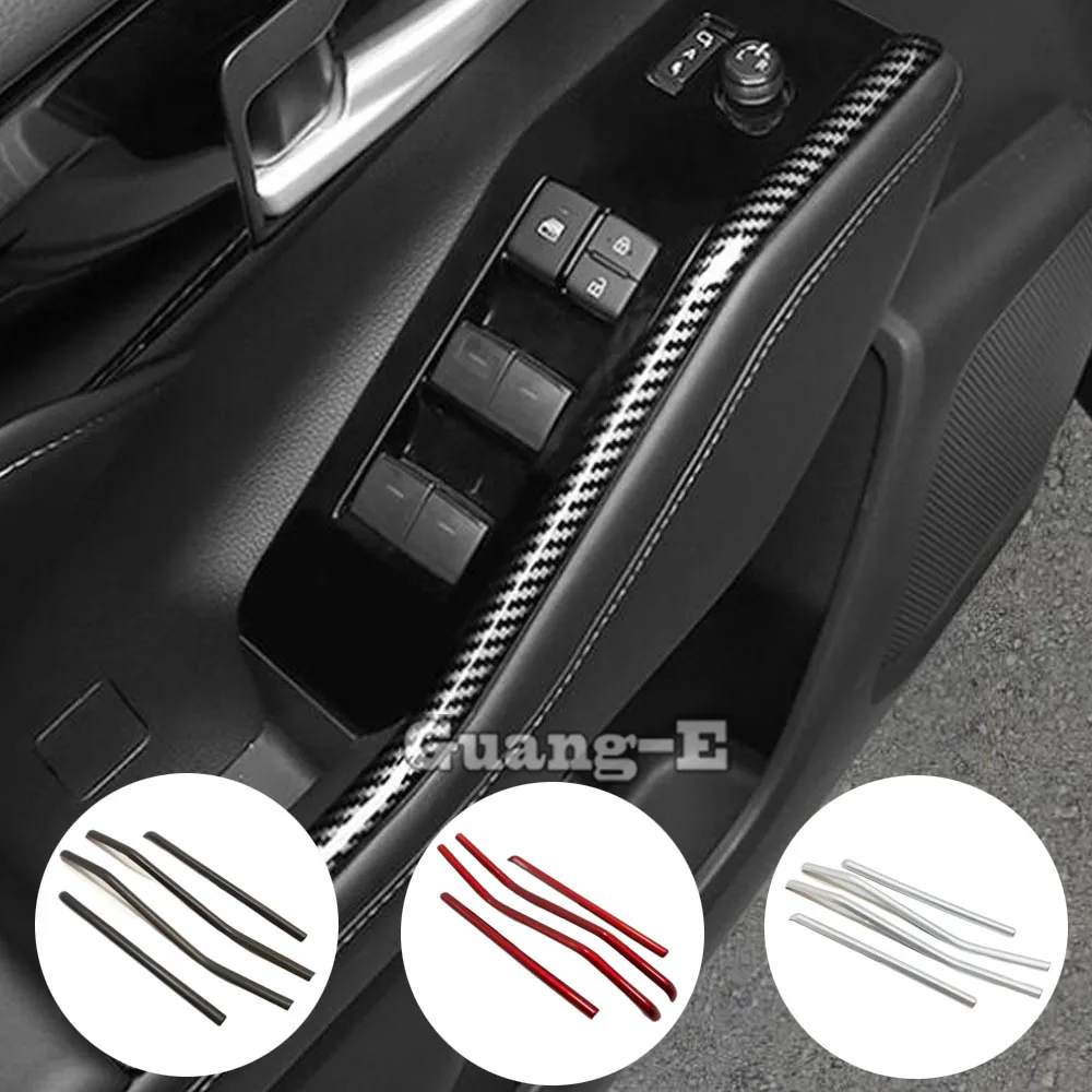 

For Toyota Highlander Kluger 2020 2021 2022 Car Interior Door Window Lift Switch Strips Cover Armrest Button Trim Accessories