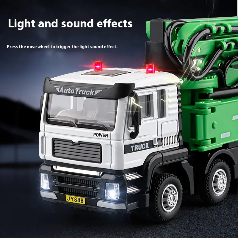 Modèle en alliage de camion pompe à ciment 1:50, ornements de table uniques, meilleurs objets de collection pour les amateurs de modèles de voitures, cadeaux de jouets d'Halloween