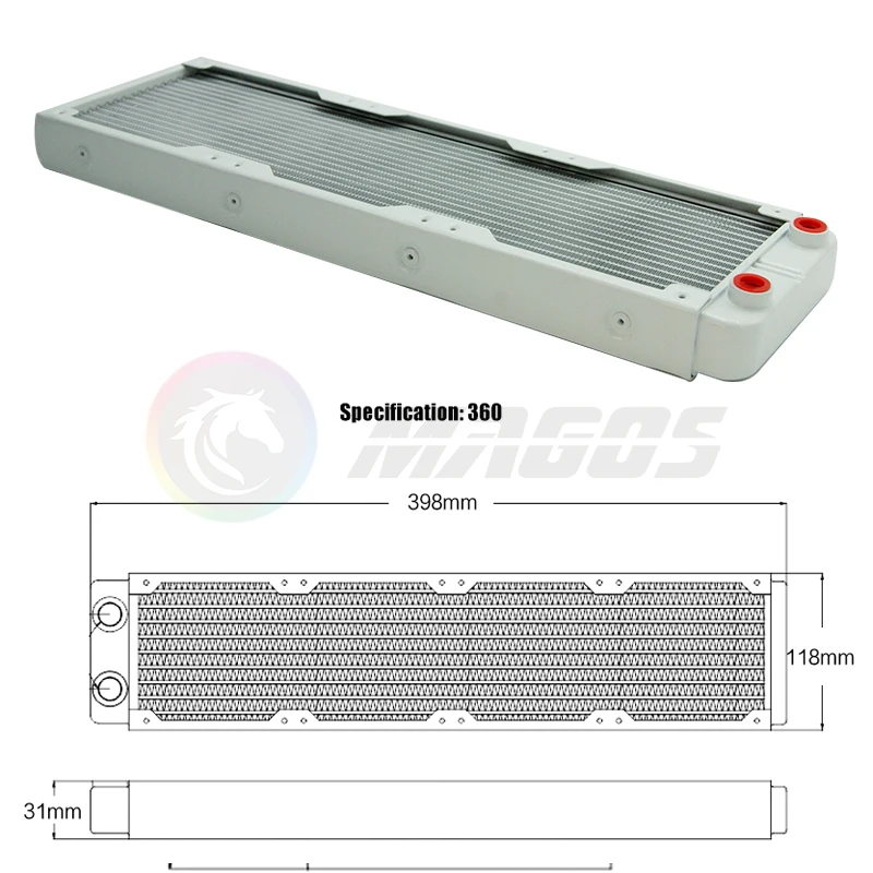 PC Wasserkühlung Kühler Aluminium für CPU GPU RAM Kühlkörper Austauscher Lüfter Kühler 60/80/90/120/240/360mm Schwarz/Weiß