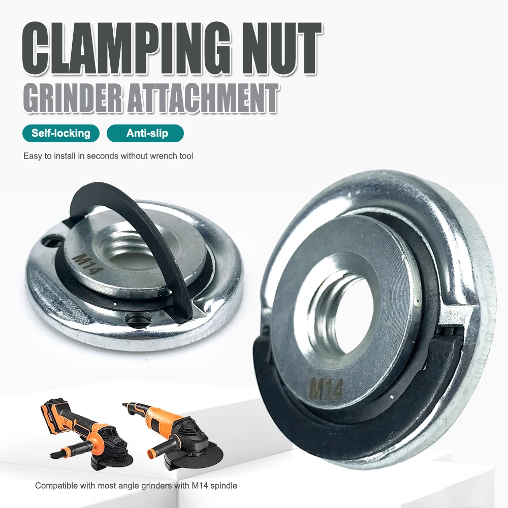 Angle Grinder Quick Lock Flange Nut M10 M14 Self-locking Anti-slip Clamping Nut, No Wrench Needed for Grinding Cutting Disc