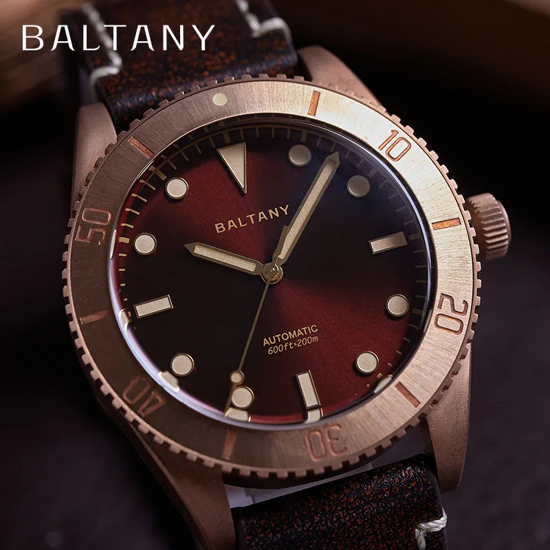 

Baltany Bronze Dive Watch 44MM Seiko NH38 200M Waterproof Water Ghost Automatic Mechanical Military Men's WW2 Homage Watches