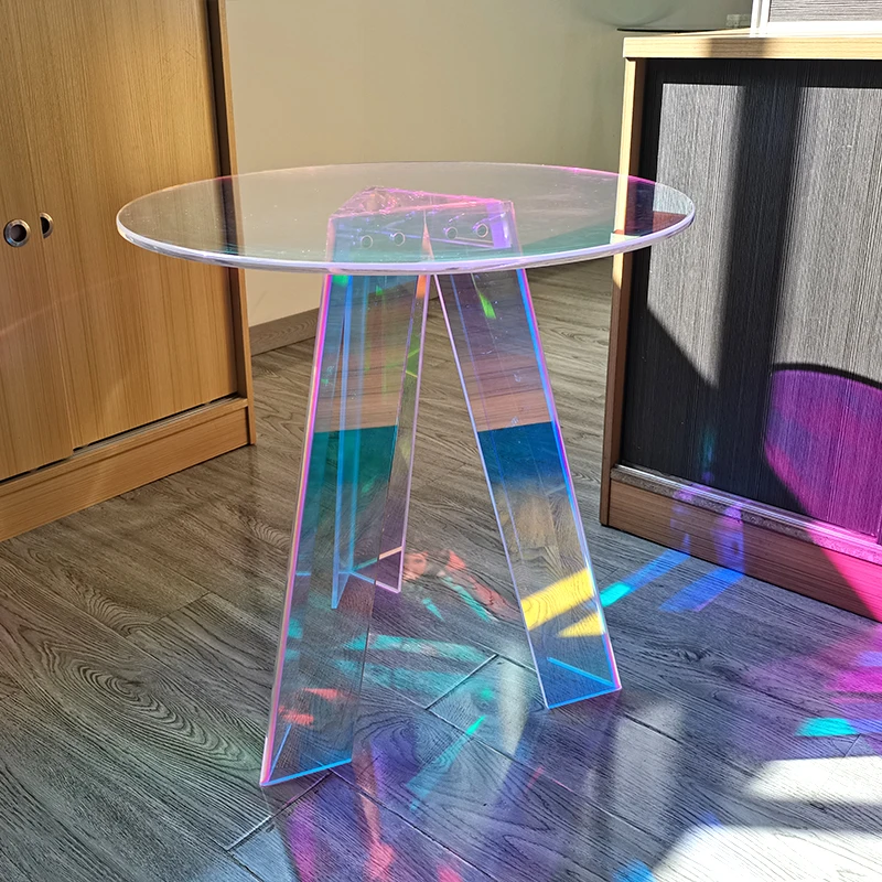 

Mirrored perspex round mini modern plexiglass side table crystal nordic luxury acrylic coffee dining tables for living room