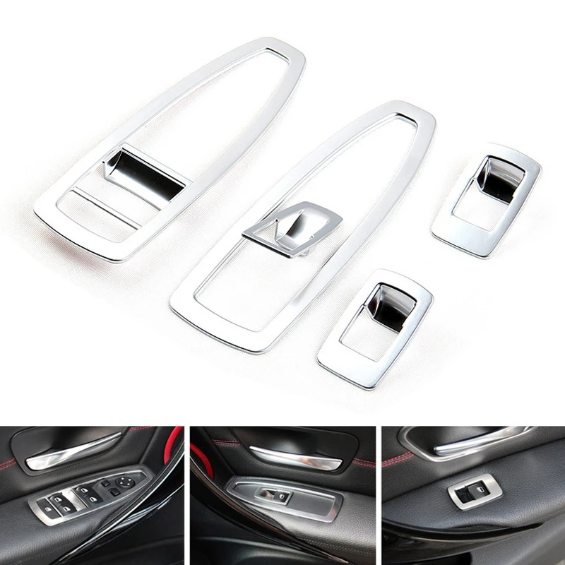 5Pcs ABS Matt Silver Chrome Door and Window Control Switch Panel Cover for BMW 3 GT X1 X2 1 3 4 Series F48 F20 F30 F31