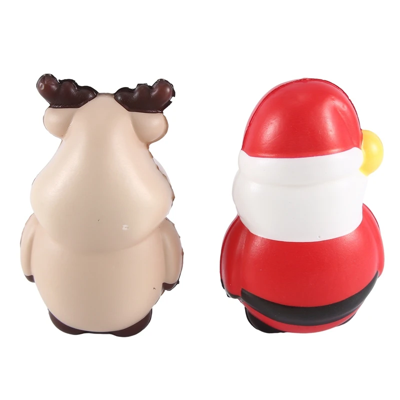 4 PCS Squishy Anti Stress Reliever Toy Doll Santa Claus Reindeer PU Christmas Gift Slow Rebound Antistress Squeeze Toy