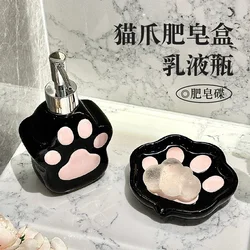 Cute Cat's Paw Hand Wash Dispensed Bottle Shower Gel Shampoo Press Bottle Ceramic lotion Bottle Bathroom Accessories soap