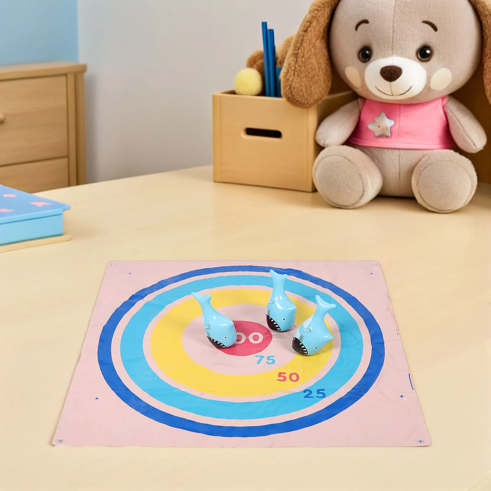 1Set Shark Bean Bag Toss Game Portable Outdoor Scoring Mat for Kids Summer Beach Party Backyard Lawn Games Family view 3