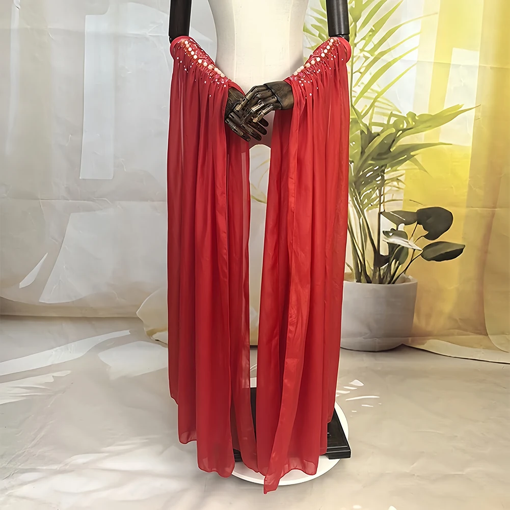 اكسسوارات قاعة الرقص الوردي الأبيض حجر الراين لوازم الرقص النبيذ الأصفر الأحمر الأسود حجر الراين الخرز الأكمام العائمة الكبيرة