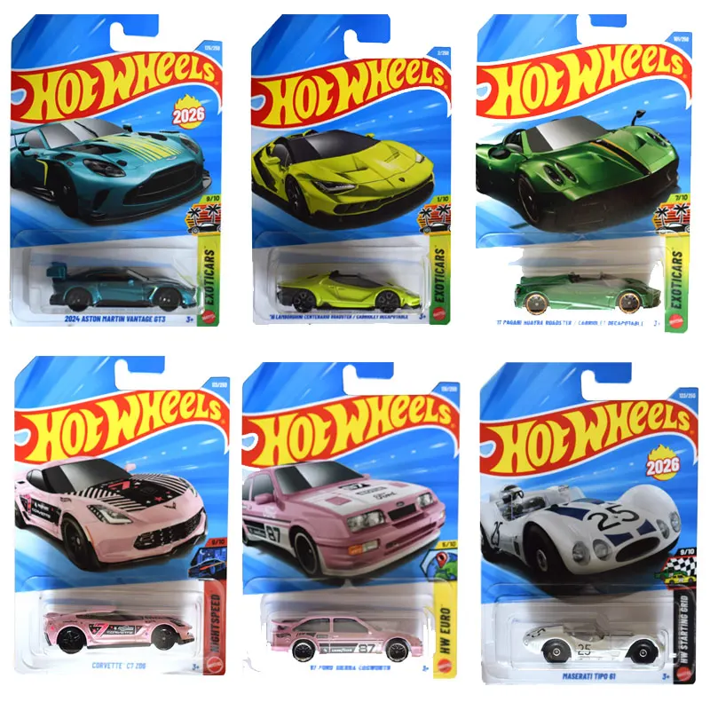 Caja de Juguetes Originales Hot Wheels con Autos a Escala 1:64: Aston Martin, Lamborghini, Panigi, Honda, Dodge, Ford, Maserati, Mazda, Audi para Niños
