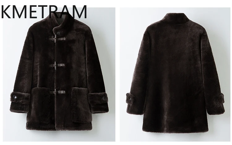 KMETRAM جلد الغنم ميرينو الطبيعي مع الصوف المرفق معطف خمر الوقوف طوق سترة الفراء الحقيقي ملابس امرأة معاطف الشتاء 2025