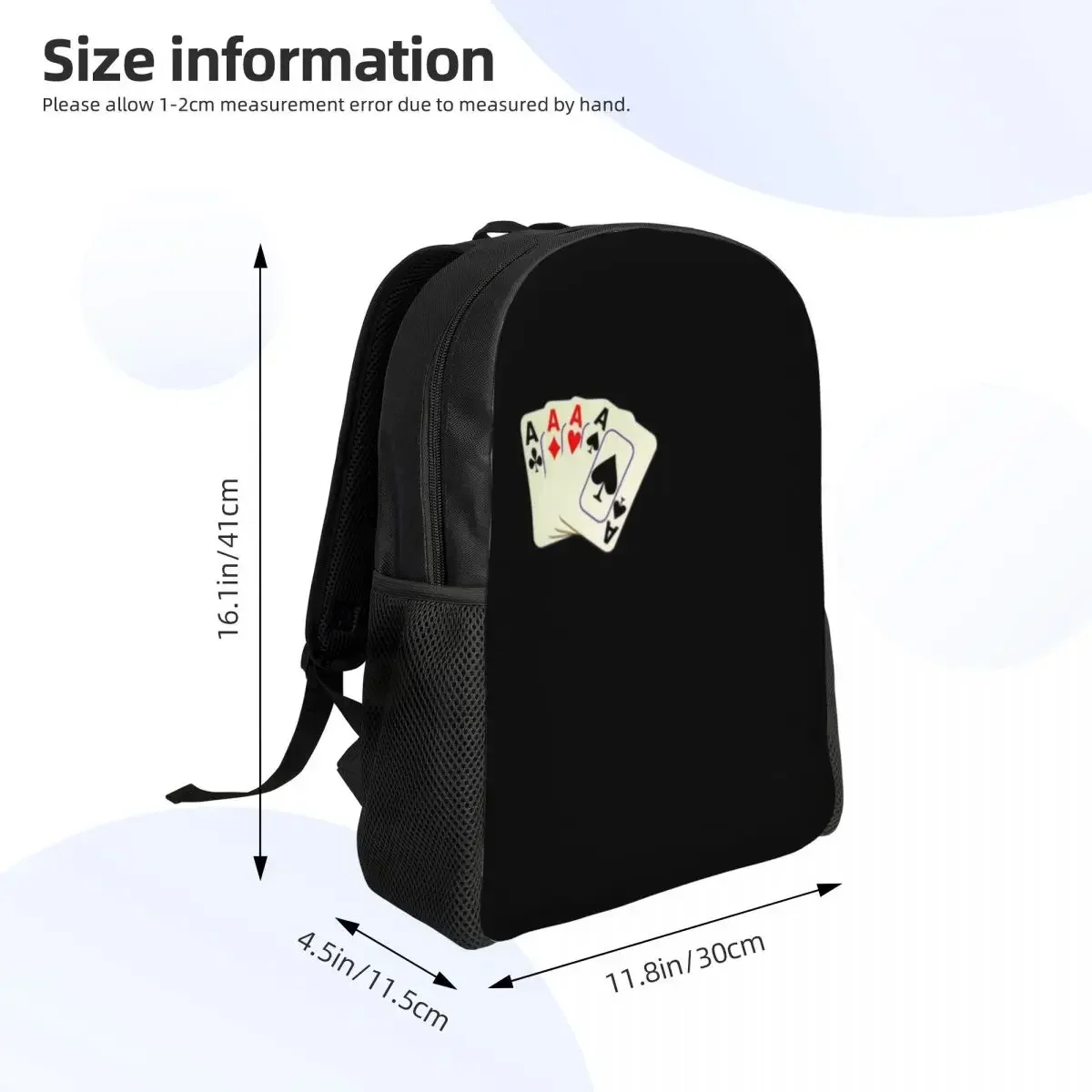 Ransel Ace Of Cards kustom tas buku dasar Pria Wanita untuk mode sekolah kuliah tas permainan kartu Poker