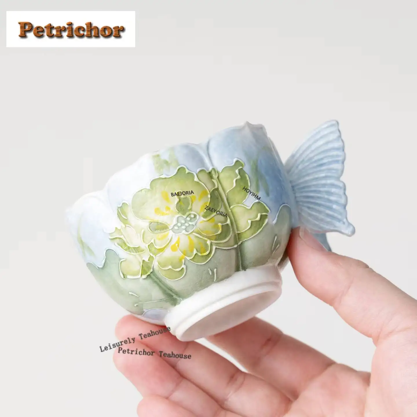 80ml Hand-painted Green Lotus Teacup Vintage Tea Bowl Single Cups Tea-tasting Smelling Cup Jianzhan Master Cups Tea Items
