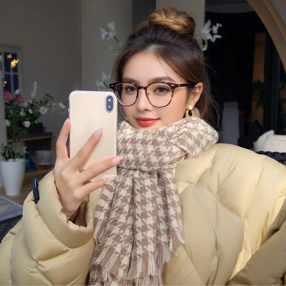 RIMAIRE 185*65cm Big Size Winter Knitted Cotton Scarf with Tassels Soft and Warm Scarves for Women Suitable for Various Styles