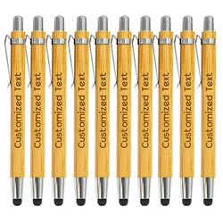 10-100Pcs Bamboo Multifunctional Touch Pen Personalized Ballpoint Pens Office Supplies Customized Logo Business Baptist Gift