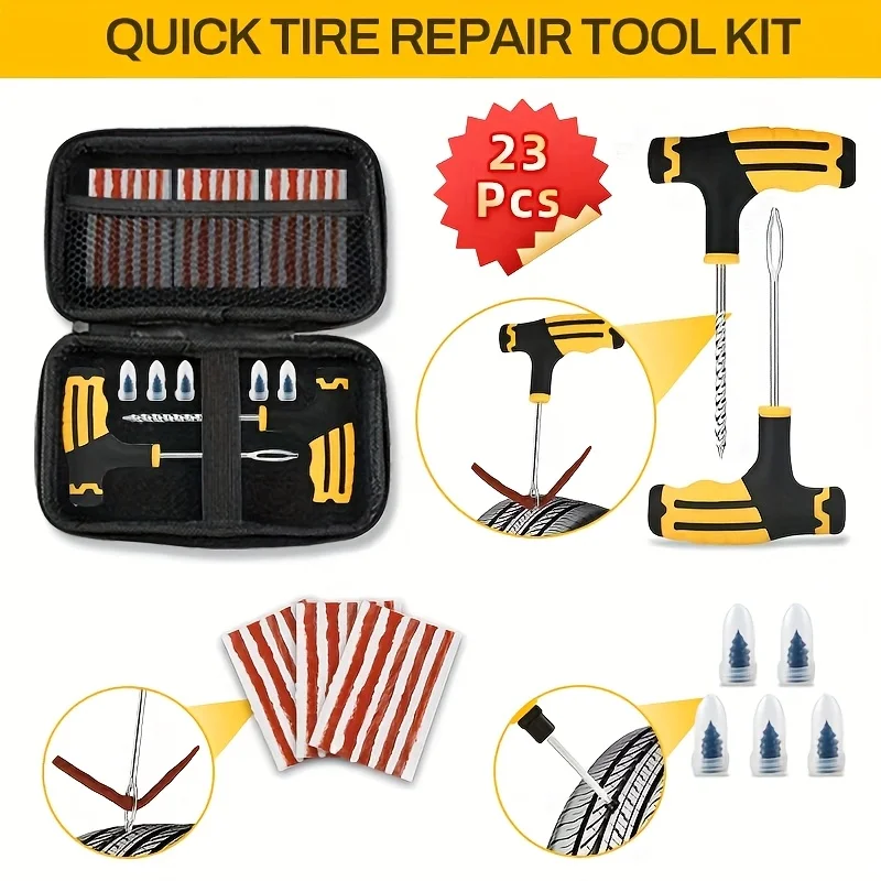 

23/24/31/53 шт. набор инструментов для ремонта автомобильных шин, набор аварийных заплат с заплатками для шин и клеем для смешивания - удобный