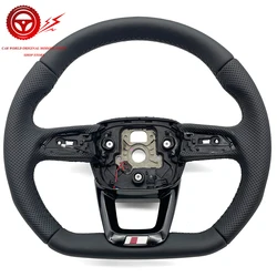 Half perforated leather multifunctional flat bottomed sports steering wheel with heating, For Audi Q5 FY Q7