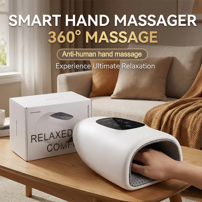 

Smart Hand Massager With Multiple Modes Imitating Human Hands and 360° Hot Compress Massage Suitable for Office and Home Use